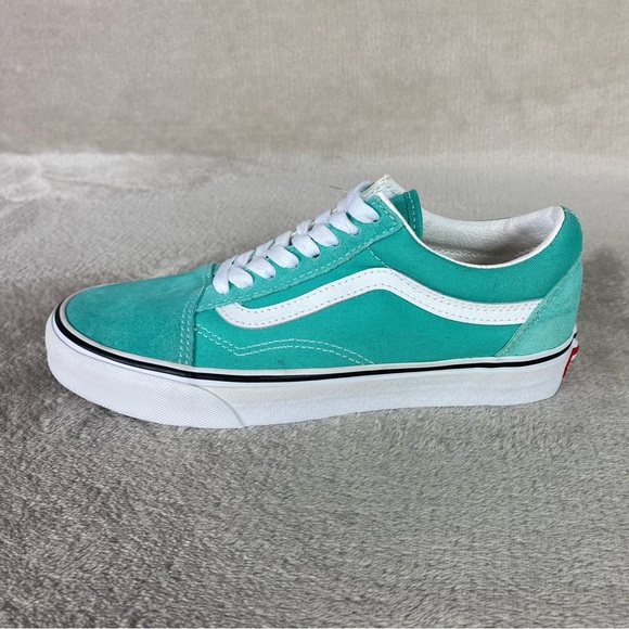 Vans Old Skool Womens Sneakers Size 8 Green White Suede Skate Shoes NEW - Picture 2 of 10